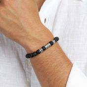 Compass Men Name Bracelet with Lava Stones