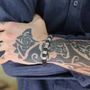 Compass Men Name Bracelet with Lava Stones