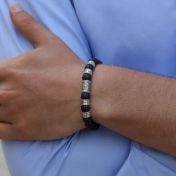 Compass Men Name Bracelet with Lava Stones