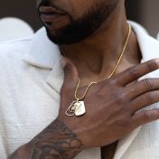 Collier Plaque Boussole avec Prénoms pour Homme - Vermeil 18ct