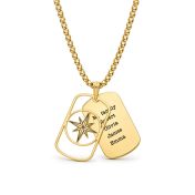 Collier Plaque Boussole avec Prénoms pour Homme - Vermeil 18ct