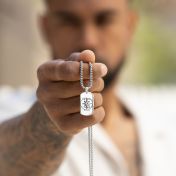 Collier Plaque Boussole avec Prénoms pour Homme 