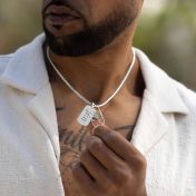 Collier Plaque Boussole avec Prénoms pour Homme 