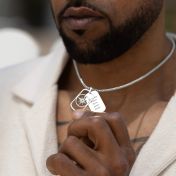 Collier Plaque Boussole avec Prénoms pour Homme 