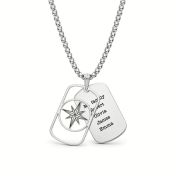Collier Plaque Boussole avec Prénoms pour Homme 