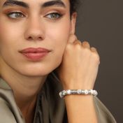 Compass Women Name Bracelet With Howlite Stones [Sterling Silver]