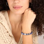 Compass Women Name Bracelet With Lapis Lazuli Stones [Silver]