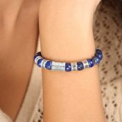 Compass Women Name Bracelet With Lapis Lazuli Stones [Silver]
