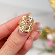 Erinnerungskreis Karten Ring [750er vergoldet]