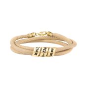 Pulsera de Mujer Nombre Familiar - Plata bañada en oro [Gamuza Crema]