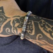 Bracelet Croix en Jaspe Picasso avec Prénoms pour Homme 