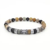 Bracciale da Donna con Croce e Nome con Pietre di Diaspro di Picasso [Argento 925]