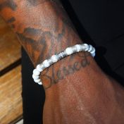 Cross Men Name Bracelet with Howlite Stones