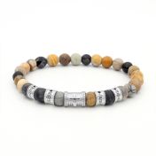 Cross Diamond Men Name Bracelet - Picasso Jasper 
