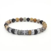 Cross Diamond Men Name Bracelet - Picasso Jasper [Silver]