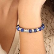 Kreuz Diamant Namensarmband aus Lapislazuli [Sterlingsilber]