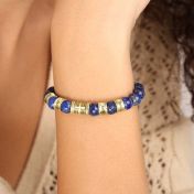 Cross Diamond Name Bracelet - Lapis Lazuli [18K Gold Vermeil]