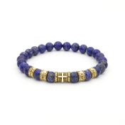 Cross Diamond Name Bracelet - Lapis Lazuli [18K Gold Vermeil]