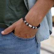 Cross Men Name Bracelet with 0.20 ct Black Diamonds - Black Onyx