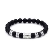 Cross Men Name Bracelet with 0.20 ct Black Diamonds - Black Onyx