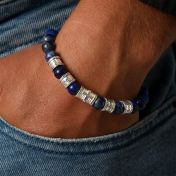 Cross Men Name Bracelet with Lapis Lazuli Stones [Silver]