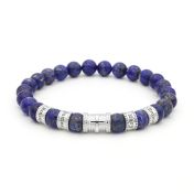 Cross Men Name Bracelet with Lapis Lazuli Stones [Silver]