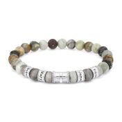 Cross Men Name Bracelet With Picasso Jasper Stones