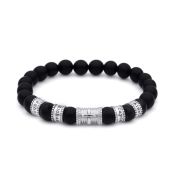 Cross Men Name Bracelet With Black Onyx Stones