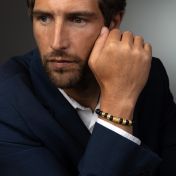 Shield Men Name Bracelet With Black Onyx Stones [18K Gold Vermeil]