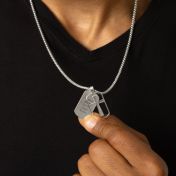 Sacred Cross Tag Men Name Necklace [Silver]