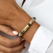 Cross Women Name Bracelet With Picasso Jasper Stones [18K Gold Plated]