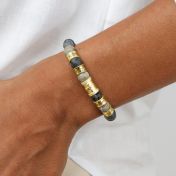 Cross Women Name Bracelet With Picasso Jasper Stones [18K Gold Plated]