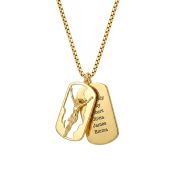 Collier Plaque Crucifix avec Prénom pour Homme - Plaqué Or 18ct