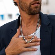 Two-Tone Cuban Link Chain For Men - Gold Cross