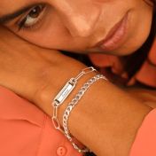 Schakel Ketting Balk Gegraveerde Armband [Sterling Zilver]