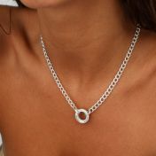 Helena Circle Curb Chain Necklace [Sterling Silver]