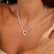 Helena Circle Curb Chain Necklace [Sterling Silver]