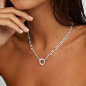 Helena Circle Curb Chain Necklace [Sterling Silver]
