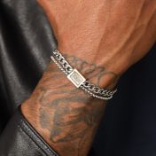 Double Layer Curb Chain Men Name Bracelet 