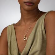 Family Circle Engraved Necklace with Diamond [14 Karat Gold]