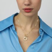 Collier Reliés Ensemble avec Prénom [Maille Trombone / Plaqué Or 18 Carats]