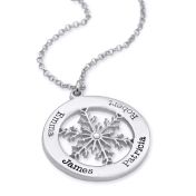 Personalized Snowflake Circle Necklace [Sterling Silver]