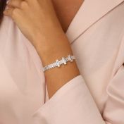 Verzaubertes Milanaise Armband mit Gravur - Balken Charm [Sterlingsilber]