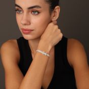 Verzaubertes Milanaise Armband mit Gravur - Balken Charm [Sterlingsilber]