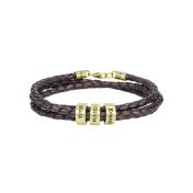 Pulsera de Hombre Marrón con Esferas de Oro Grabadas