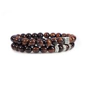 Bracciale Classico da Uomo in Pietra Occhio di Tigre Rossa - Argento 925