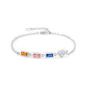 Deslumbrante Pulsera de Piedra de Nacimiento en Forma de Corazón [Plata de Ley]
