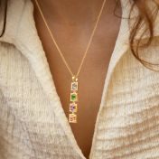 Collier Éblouissant avec Pierres de Naissance Carrées - Vermeil 18ct