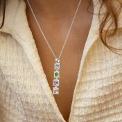 Dazzling Square Birthstone Necklace [Silver]