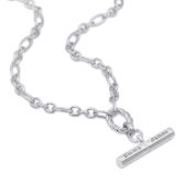 Collana Destiny Personalizzabile a Forma di T di Con Barra [Argento 925]